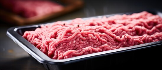 Aufkleber - Fresh Ground Beef Displayed in a Black Container for Food Presentation