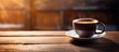Aromatic Coffee Cup Sits on Rustic Wooden Table in Cozy Cafe Ambiance