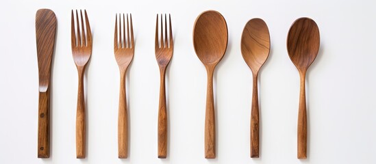 Poster - Rustic Wooden Utensils Set for Cooking and Dining in Natural Kitchen Decor