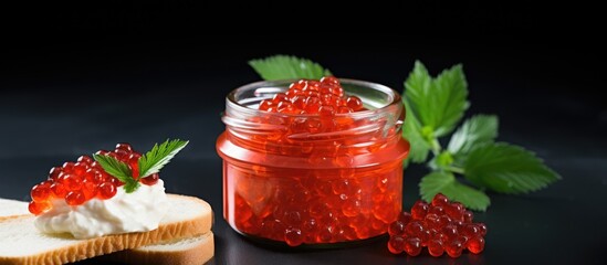 Aufkleber - Delicious Jam Jar and Tasty Jam Sandwich on Elegant Black Surface