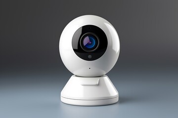 White web camera on a gray background. 3d render image.