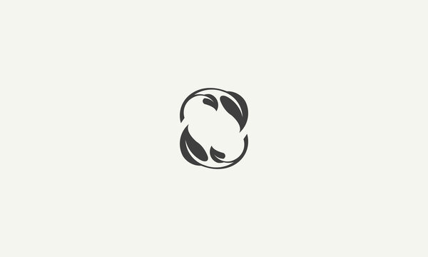 initial S leaf simple monoline logo design vector illustration	