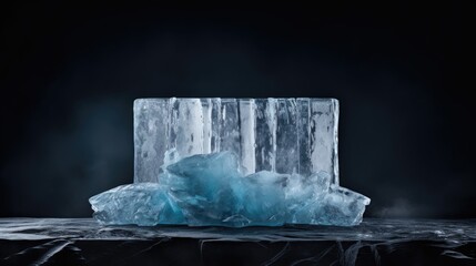 Poster - A piece of ice sitting on top of a table. Suitable for food and beverage concepts