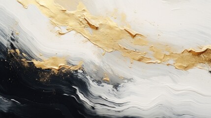 Poster - A striking black and white painting with elegant gold accents. Perfect for adding a touch of luxury to any design project