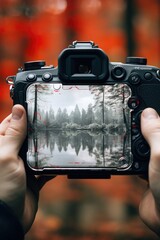 Poster - A person capturing a moment with a camera. Suitable for photography concepts