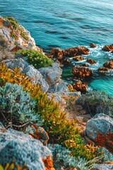 Aufkleber - A stunning view of the ocean from a high cliff. Perfect for travel websites