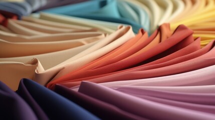 Poster - Close up of a variety of vibrant colored fabrics, perfect for textile design projects