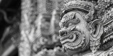 Poster - Black and white image of a statue, suitable for artistic projects