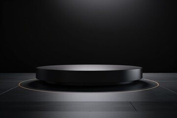 Poster - A simple image of a black round object on a black floor. Suitable for various graphic design projects