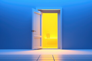Poster - An open door leading into a bright room. Ideal for illustrating new beginnings or opportunities
