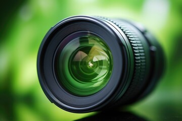 Poster - Close up of a camera lens on a table, great for photography enthusiasts