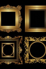 Aufkleber - Elegant golden frames on a sleek black background. Perfect for adding a touch of luxury to any design project