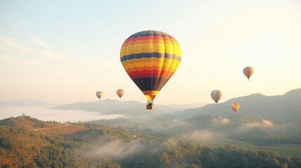 Canvas Print - Colorful hot air balloons flying in the sky, suitable for travel websites or promotions