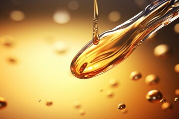 Poster - A drop of oil pouring from a bottle. Suitable for various uses