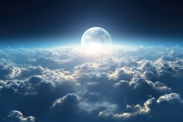 Wall Mural - A stunning image of a full moon rising above the clouds. Perfect for various projects