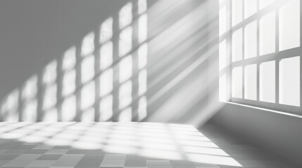 Poster - Black and white photo of sunlight coming through a window. Suitable for various design projects