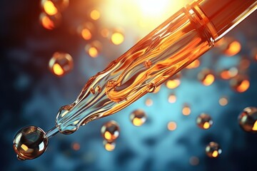 Poster - A single drop of liquid falling from a pipe. Suitable for industrial and scientific concepts