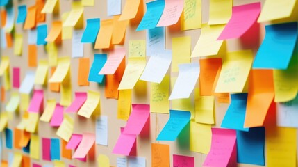 Poster - A wall covered with colorful post it notes. Great for office or brainstorming concepts