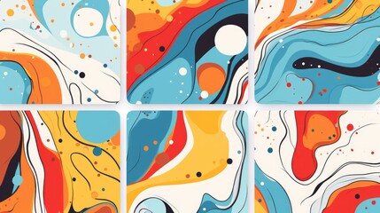 Poster - Four abstract paintings with various colors. Ideal for interior design projects