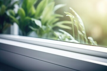 Aufkleber - A close up view of plants on a window sill. Suitable for home decor concepts