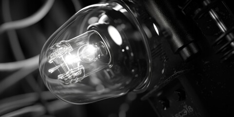 Aufkleber - A black and white photo of a light bulb. Suitable for various design projects
