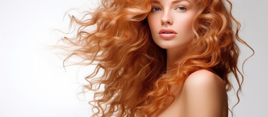Poster - Sensual Beauty: Portrait of a Woman with Long Red Hair in Natural Light