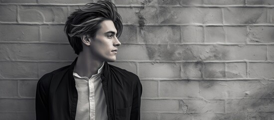 Poster - Stylish Man Poses in Trendy Outfit - Black Jacket, White Shirt - Urban Fashion Portrait