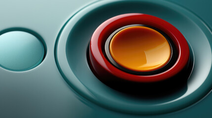 Poster - A detailed shot of a red and blue button. Perfect for technology concepts