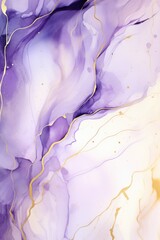 Poster - Detailed view of a purple and gold painted artwork. Suitable for design projects