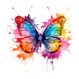 Fototapeta Motyle - watercolor Hand drawn Painting of a Colorful butterfly, isolated on white background, Illustration Vector, Drawing clipart Graphic.