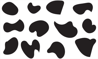 Organic amoeba blob shape abstract black vector illustration isolated on white background. Set of irregular round blot form graphic element. doodle drops collection. Contemporary banner. vector