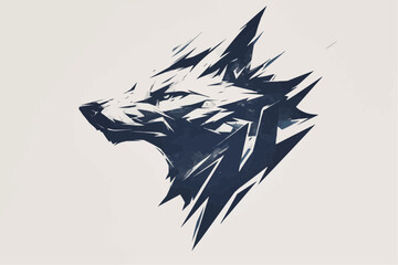 wolf face logo design template