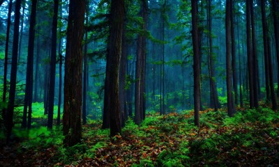 Wall Mural - forest in the fog