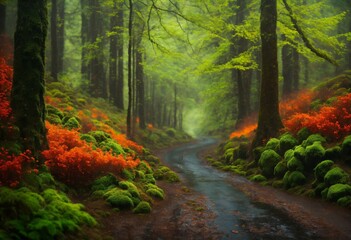 Poster - footpath in the woods