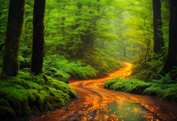 Poster - road in the forest