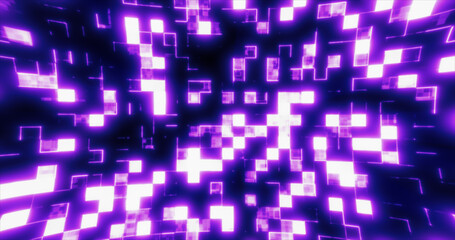 Poster - Purple energy glowing blocks digital futuristic squares computer bright background