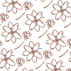 Sticker - Flowers sketch pattern background Wallpaper Vector