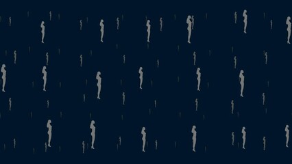 Poster - woman silhouettes float horizontally from left to right. parallax fly effect. floating symbols are l
