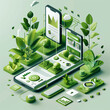 Green-themed digital platform offering a wide range of eco-friendly tech solutions