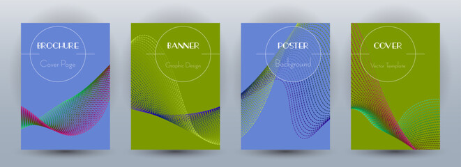 Canvas Print - Wave flow dynamic banners minimal vector set. Covers with curve lines texture abstract waveform motion.