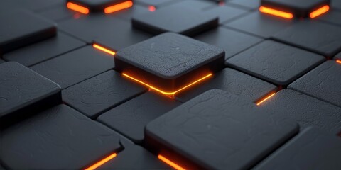 Leinwandbilder - Modern Black Keyboard with Orange Backlighting: The Intersection of Design and Technology, Generative AI