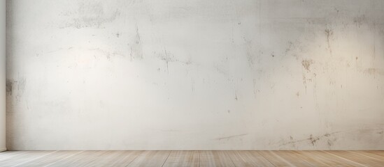 Poster - The empty room features a grey ceiling above a white wall and hardwood flooring. The room is a rectangle with tints and shades enhancing the wood flooring