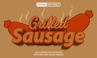 Poster -  Editable 3d text style effect - Grilled Sausage text effect Template