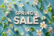 Vibrant Origami Paper Spring Sale Sign Surrounded by Flowers and Leaves