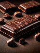 © Nautilus One - Primer plano de tableta de chocolate selecto con trozos partidos sobre fondo oscuro.