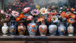 Vibrant and detailed image showcasing a variety of exquisite vases with intricate floral patterns