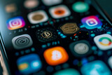 Fototapeta Sport - close-up of a cryptocurrency wallet on a smartphone