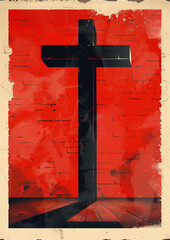 Wall Mural - illustration of a cross with a shadow