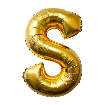 golden Balloon Alphabet S isolated on Transparent background.