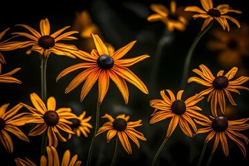 flowers on black background